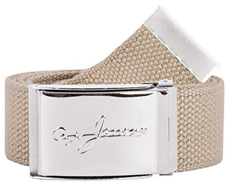 2Stoned Hosengürtel Stoffgürtel 4cm mit A.J. Jones Chromschnalle in Beige für Damen und Herren