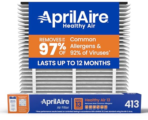 Genuine AprilAire 413 Replacement Filter for AprilAire Whole House Air Purifiers - MERV 13, Healthy Home Allergy, 16x25x4 Air Filter (Pack of 1)
