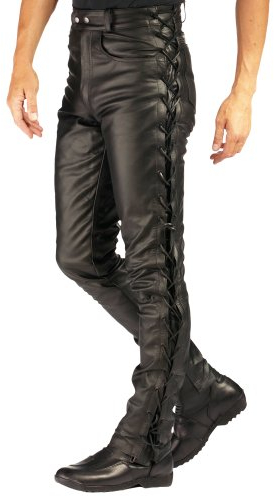 Roleff Racewear Lederhose mit seitlicher Schnürung, Schwarz, 46H