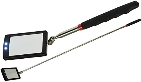 ChiliTec Teleskop Spiegel Werkzeug mit LED Beleuchtung Handspiegel Ausziehbar 28-88cm mit Softgriff Schwenkbar