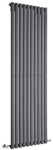 Milano Aruba Anthracite Vertical Single Oval Panel Radiator - 1780mm x 590mm