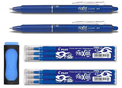 Stift Pilot Frixion Clicker 0,7 mit 6 Ersatzminen 0,7 und 1 Radierer als Gratis-Zugabe