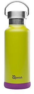 QWETCH - Isolierte Edelstahltrinkflasche 500 ml - Hält Ihre Getränke 12 Stunden warm und 24 Stunden lang kühl - BPA frei - anisgrün