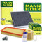 MANN-FILTER Inspektionspaket Filterset 1x Ölfilter, 1x Luftfilter, 1x Innenraumfilter (Aktivkohle), 1x Ölablassschraube + Dichtring Kompatibel mit SEAT CORDOBA, IBIZA III (6L1), VW POLO (9N_, 9A_)