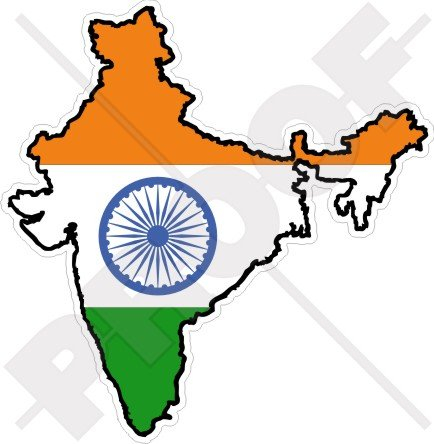 INDIEN Indische Karten-Flagge, Hindu 123mm Auto & Motorrad Aufkleber, Vinyl Stickers