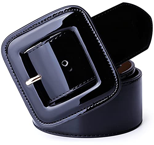 SAIBANGZI Frauen Ms Lady Taille Taille Dekorativen Kleid Daunenjacke Breiten Gürtel Leder Gürtel Leder Gürtel Lackleder Women es Wide Taille Schwarz