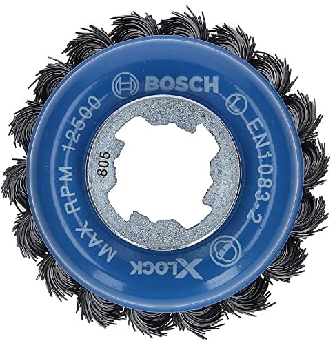 Bosch Professional 1x Gezopfte Topfbürste Heavy (für Metall, X-LOCK, Ø 75 mm, Drahtstärke 0,5 mm, für Ø125 mm, Zubehör Winkelschleifer)