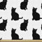 ABAKUHAUS Katze Gewebe als Meterware, Nette spielerische Schwarze Kätzchen, Schön Gewebten Stoff für Polster und Wohnaccessoires, 1M (148x100cm), Weiß Anthrazit grau