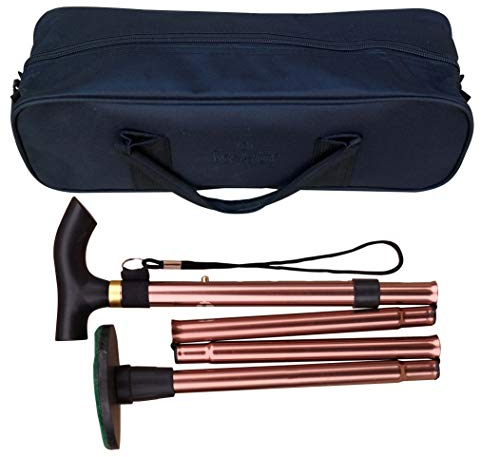 ACCLAIM Bowlers 33-37 Lawn Bowls Plain Metal Folding Walking Stick & Green Protector With Green Synthetic Felt Base In Carrying Bag (Bronze)