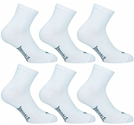 Lonsdale Quarter 6 Paia di calzini sopra la caviglia, ottima qualità di cotone (Bianco, 43-46)