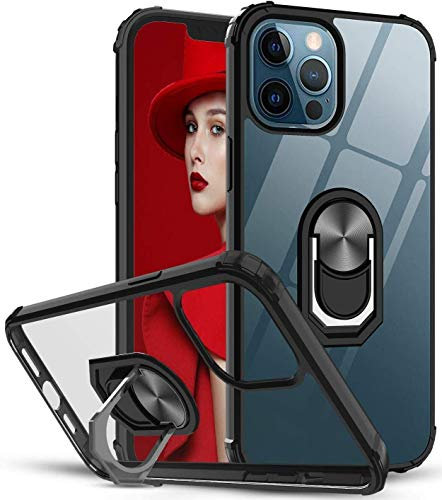 cofi1453® 360 Grad Ringhalter Handytasche Abdeckung magnetische Stoßstange Schutzhülle kompatibel mit Samsung Galaxy A51 (A515F) Schwarz
