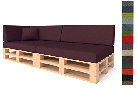 Pillows24 Palettenkissen 6-teiliges Set Palettenauflage Polster für Europaletten Hochwertige Palettenpolster Palettensofa Indoor & Outdoor Erhältlich Made in EU Pflaume