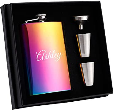 Personalisierter Flachmann für Frauen, 227 ml, Edelstahl, graviert, für Brautjungfer, individuelle Flasche für Hochzeit, Party, Geschenk für beste Freunde, Geburtstagsgeschenk, Muttertagsgeschenk