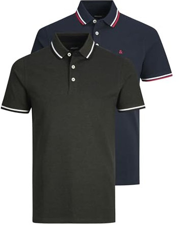 Jack & Jones Herren Jjepaulos 2pk Mp Polo Shirt, Navy Blazer, M EU