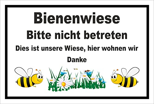 Melis-Folienwerkstatt Schild Bienen-Wiese Nicht betreten 15x10cm - 3mm Hartschaum – 20 VAR S00359-238-A