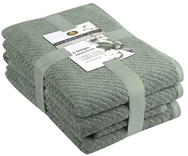 Gözze - Frottier-Set, 2 Handtücher (50 x 100 cm), 2 Duschtücher (70 x 140 cm) und 2 Gästetücher (30 x 50 cm), 100% Baumwolle, 480 g/m² - Jade