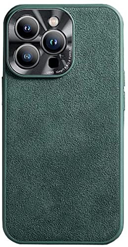 HAODEE Ultradünne Handyhülle, für Apple iPhone 12 Pro (2020) 6,1 Zoll Rückseite Handyhülle aus Alcantara und TPU [Verbesserter Kameraschutz] (Farbe: Grün)