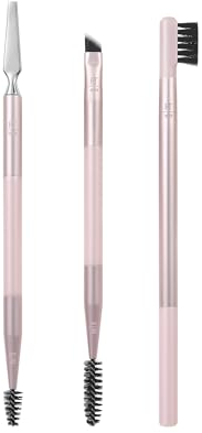 REAL TECHNIQUES Naturally Beautiful Eye Makeup Brush Kit, Professional Eye Brush Set, Soft Bristles, Cosmetic Brushes For Eyeshadow, Eyebrow, Blending, Fan, and Eyelashs, 5 Piece Set, Pink