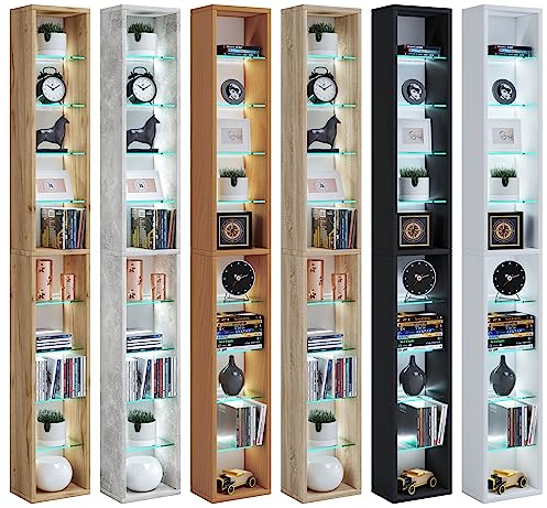 VCM Holz CD DVD Regal | Bücherregal | Aufbewahrung | Maße H. 155 x B. 21 x T. 14 cm | Standregal - Rasato XL