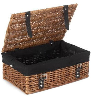 Red Hamper EH169B Wicker Double Steamed Black Lining 35cm Empty Hamper Basket