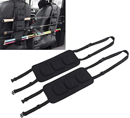 2 Pezzi Porta Canna da Pesca per Veicoli, Supporto per Canna da Pesca per Sedile Posteriore per Auto Rack di Stoccaggio per Canna da Pesca Universale, Regolabile, con Cinghia in Nylon