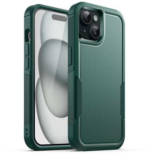 JETech Rugged Case for iPhone 15, Midnight Green