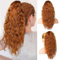 PORSMEER Pferdeschwanz Haarteil Ponytail Extensions Orange Strähnchen mit klammer 45cm Lange Gewellte Lockige Haarverlängerung Zopf Clip in Klaue Natürlich Kunsthaar Haarteil für Frauen