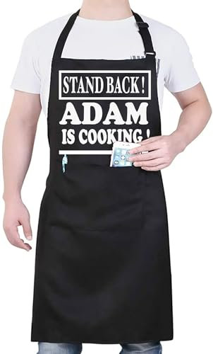 4sold Personalised Chefs Aprons Cooking Baking Grilling for Home Restaurant Premium Kitchen Apron with Double Pocket for Men Women Coffee house (Model Name)