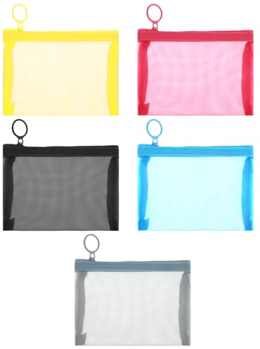 5 Stück Kulturbeutel Organizer Reisetasche, Kleine Netztasche mit Reißverschluss, Reise Make up Kosmetik Netz Reißverschlusstaschen für Geldbörse, Lippenstift, Schlüssel, Kopfhörer(12,7 x 10,2 cm)