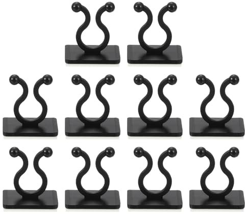 QUARKZMAN 100 Clips de Fixation Murale pour Plantes Grimpantes, Crochet Auto-Adhésifs pour Fixation de Fils pour Décoration Intérieure et Extérieure (Noir, 7,2mm/0,28)