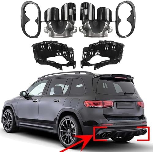 HIPATU 2 Stück Edelstahl Auto Auspuffblende für Mercedes Benz GLB GLB220 GLB250 GLB35 AMG 2020-2024, Auto Schalldämpfer Endrohrblenden Auspuffblenden Auspuff Blende Auto Auspuffrohr Ersatz Zubehör