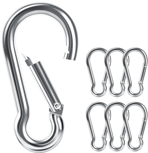 Caianwin 6 Stück Karabinerhaken,M8*80mm Karabiner Tragfähigkeit bis zu 54kg karabinerhaken klein aus verzinktem Stahl für Rucksack,Hundeleine,Camping,Reisen,Wandern