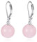 925 Sterling Silver Black Pearl Leverback Earrings Dangle Drop Jewellery Gifts for Women and Girls (Rose Quartz)