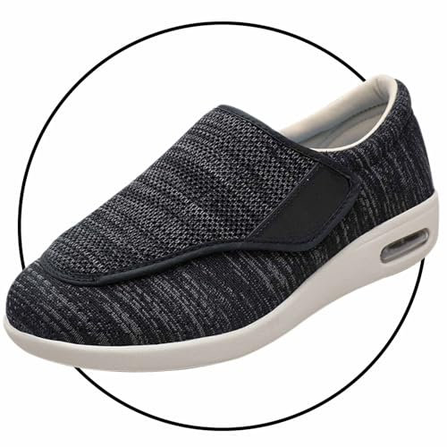 Möge Chaussures Pieds Larges Chaussures orthopédiques Chaussures pour Femmes Diabétiques Extra Larges Pieds Gonflés œdème Orthopédiques Pantoufles réglable(Color:BlackGrey,Size:38 EU)