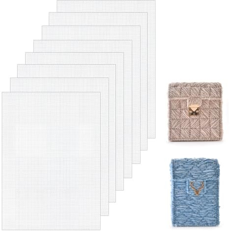 Lunaanda Plastic Canvas Sheets, 8 Stück Kunststoff Mesh Canvas für Kreuzstich, 30 x 20 cm Weiße Plastikgitter Meshstoff Leinwand für DIY Bastel Stickerei Stricken Häkelprojekte Taschenherstellung