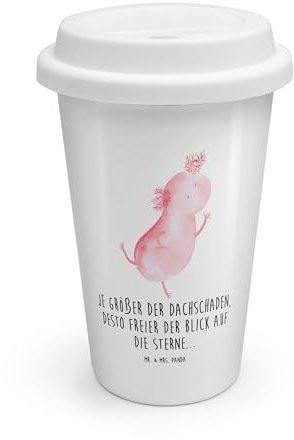 Mr. & Mrs. Panda To Go Becher Axolotl Tanzen - Geschenk, verrückt, To go Kaffeebecher, Molch, Lurche, Freundin, Springen, Kaffee to go Becher, To go