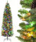 230cm Weihnachtsbaum Künstlich mit Beleuchtung, 7.5ft Künstlicher Weihnachten Baum mit 350 Warmweißen und Mehrfarbigen LED Lichtern 9 Modi 880 PVC Zweigspitzen Faltbarem Metallständer für Haus Büro