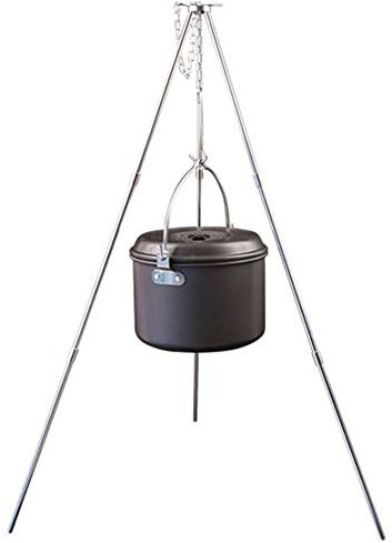 Trípode para Acampar Al Aire Libre para Cocinar 34 × 8 × 3 Parrillas de Barbacoa de Metal Plegables Portátiles para Exteriores Trípode Colgante Camping Picnic Barbacoa Cocina