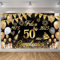 Pancarta Feliz Cumpleaños 50 Anos 1975-2025, Seutgjie Happy Birthday Decoracion para Mujer Hombre para Fiesta Cumpleaños 50 Oro Negro 180 x 110 cm