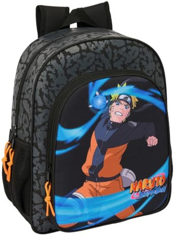 safta Naruto Schulrucksack für Kinder, anpassbar an Kinderwagen, ideal für Kinder im Schulalter, bequem und vielseitig, Qualität und Widerstandsfähigkeit, 32 x 12 x 38 cm, Schwarz, M, Casual