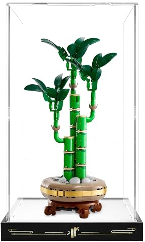 Acrylic Display Case for Lego Botanicals Lucky Bamboo Building Set 10344, Dust Cover Box for Collectibles Storage Box with Door Dustproof Prevention - Model Not Included