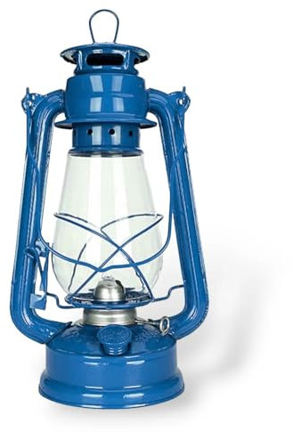 Lampada Lanterna a petrolio o olio da giardino stile vintage in metallo (Blu)