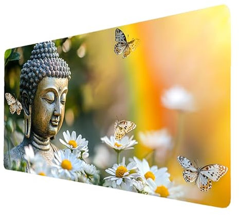Black Mouse Mat Large xxL Gaming Mouse Pad with Seamed Edges, Waterproof Computer Office Zen Desk Mat with Non-Slip Rubber Base, Desk Decor for Desktop Pc Laptop Gifts for Men Gamer 70x30x0.3cm 6828