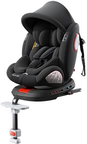 Reenborn 360° Drehbare Autositze: Liegeautositze mit Verstellbarer Kopfstütze und 5-Punkt-Sicherheitsgurt, Isofix, Gruppen 0/1/2/3, 0-36 kg, ECE R129 Zertifiziert (Black High Version)