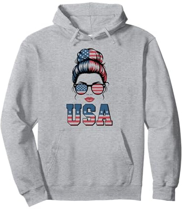 Geschenk USA Damen Stil amerikanische Flagge Original Pullover Hoodie
