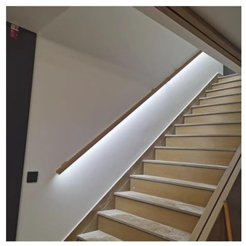 Pasamanos de aluminio LED con barandilla de pared iluminada de 1 m, color blanco, pasamanos de escalera interior con iluminación moderna para seguridad y estilo