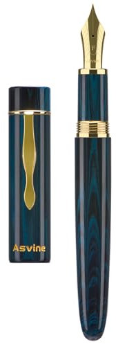 Asvine C2000 Germany Cumberland Ebonite Füllfederhalter, Nr. 8, extra feine Feder, großer Handarbeitsstift mit Konverter-Stiftbox, Sammlungsset, Blau