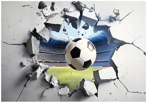 WallArena Vlies Fototapete, Fußball, 250x175cm | Fototapeten - Tapeten - für Wohnzimmer Schlafzimmer - Vliestapete Wandtapete Tapete 3D Effekt- inkl. Kleister