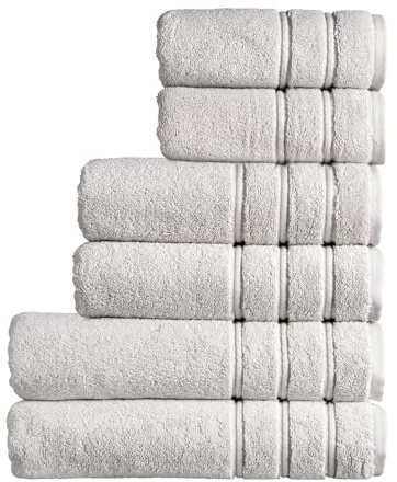 Christy Antalya Family Towel Set | 6 Piece | 100% Turkish Cotton | 600GSM | Soft Plush Luxury Towel Set | 2 Bath Sheets 2 Bath Towels 2 Hand Towels | Quick Dry | Lunar Grey