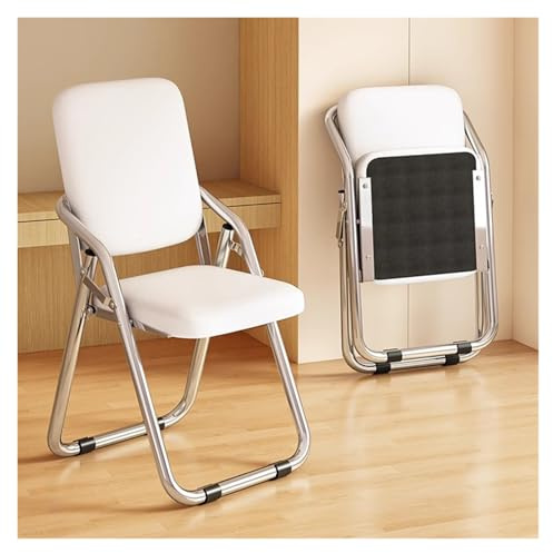 Klappstühle mit PU-Leder gepolstertem Sitzkissen, robuste tragbare Stühle für Küche, Büro, Picknick – einfaches Design für Gäste
